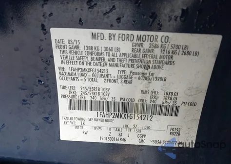 2015 Ford Police Interceptor z USA, uszkodzony, nr VIN 1FAHP2MKXFG154212